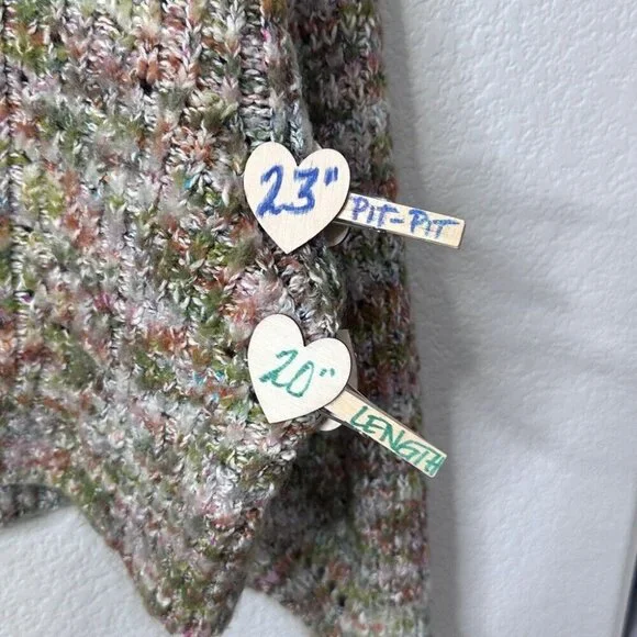 Free People Size XS Multicolor Highland Cable Knit Oversized V Neck Sweater - Picture 8 of 8